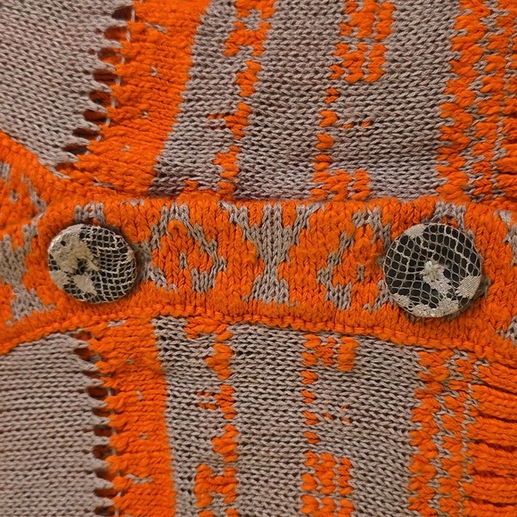 Free People Vibrant Orange and Beige Knit Cardigan - Picture 7 of 14